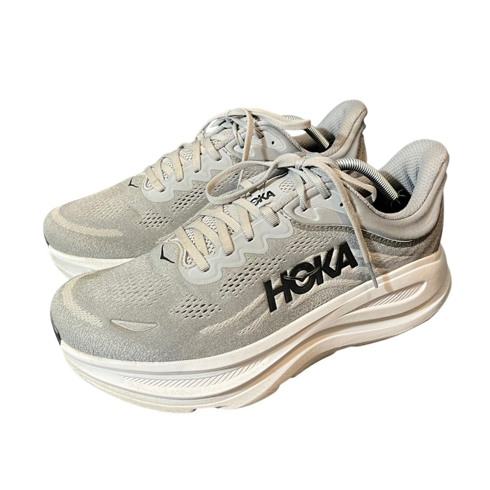 Hoka Bondi 9 Mens 11.5 Wide Grey Running Shoes Max Cushion Road Walk Sneaker